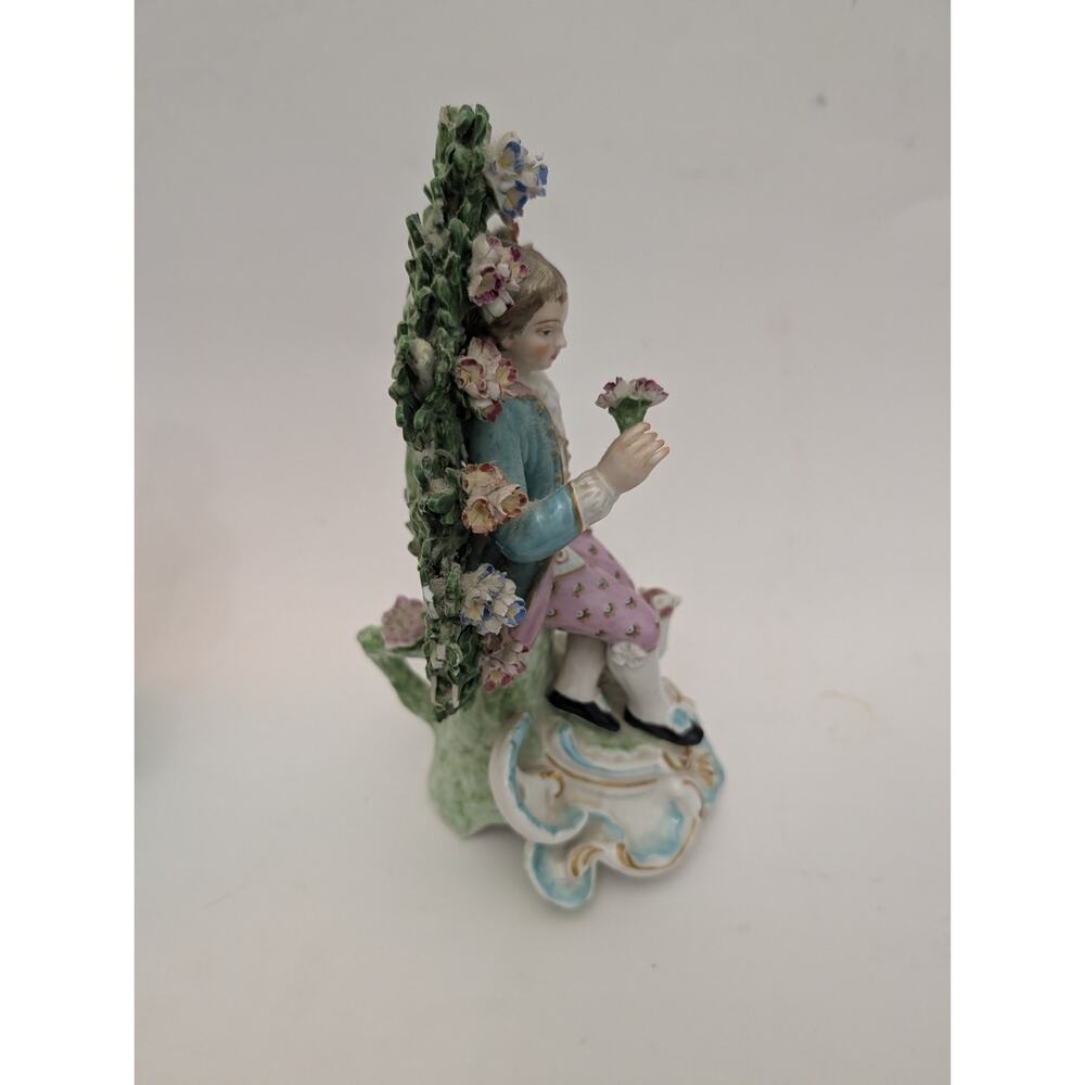 Chelsea Derby Style Brocage Pair Candle Holder Tree and Flowers Porcelain France - Picture 12 of 16